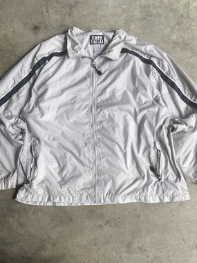 Men's Light Gray Windbreaker with Contrast Stripe
